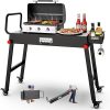 NUUK 31"x17" Outdoor Foldable BBQ Grill Table Cart Portable Folding Prep Worktable for Outside Cooking, Pizza Oven, Heavy-Duty 300LBS Capacity with Universal Wheels, Hander