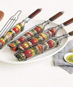 Stainless Steel Nonstick Barbecue Portable BBQ Grilling Basket Grill Basket Tools Mesh Kitchen Tools Accessories (Color : 2pc) 2
