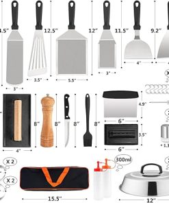HaSteeL 25Pcs Griddle Accessories Kit, Stainless Steel Teppanyak Tools Set with Metal Spatulas, Melting Domes, Burger Press, Great for Flat Top Cooking Camping Outdoor BBQ, Heavy Duty & Easy to Clean 2