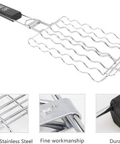 Bbq Rolling Grill Basket Grill Baskets Set Meat Grilling Net Stainless Steel Barbecue Tool 2