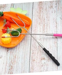 GANAZONO 4 Sets Grill Meat Stick Barbecue Stick Tool Easy-Clean Stainless Steel U-Shaped Fork for Outdoor 2