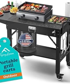 APSARAS USA Grill Cart for Blackstone Griddle, Portable Outdoor Grill Cart, Foldable Cart Table with Wheels,Griddle Stand Fit 17 Inch Or 22 Inch with Seasoning Tray 31" Wx17 D