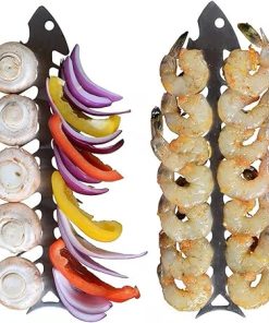 Barbecue Skewer Reusable Grill Sticks BBQ Fork BBQ Utensil Kitchen Outdoor Camping Accessories(E) 2