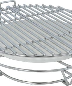 Sunnydaze Half Moon Cooking Grate System - Fits 15" Kamado Egg Grills - Stainless Steel Grill Grate with Ceramic Deflector Plate