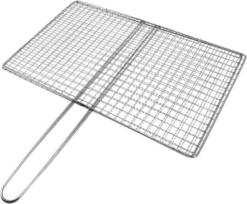 Stainless Steel Grill Basket for Outdoor Portable Fish and Vegetable Grilling Rack Easy to Clean with Humanized Handle for Camping and Picnic Use Mesh Design