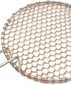 Copper Barbecue Grill Netting with Handle Round Barbecue Wire Mesh Steaming Cooling Baking Net for Korean BBQ