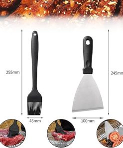 SEFAX Stainless Steel Grilling Kit, BBQ Tools Set, Grill Accessories with Storage Bag, Portable Grilling Utensil Kit, Suitable for Travel, Picnics, RVs, Camping, BBQs, Parties (Size : 14pcs) 2