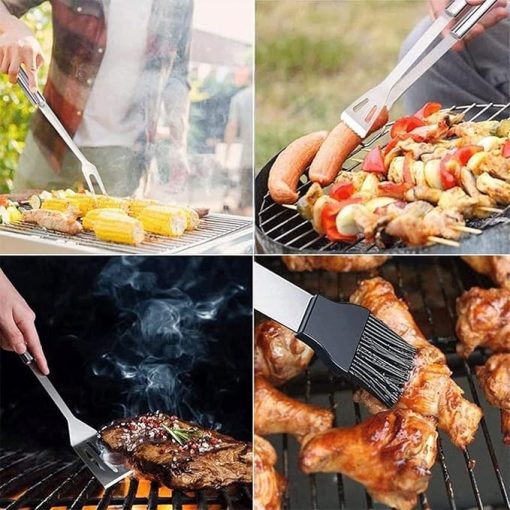 BBQ 20PCS Grill Accessories Tool Set,Flat Top Griddle Accessories Kit, Stainless Steel BBQ Kit with Oxford Cloth Box for Camping/Kitchen, BBQ Utensils - Image 2