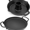 Charkettle Cast Iron Poultry Roaster Insert and BBQ Flat Griddle, Gourmet BBQ System Accessories for 22" Kettle Grills/Oven/Smoker