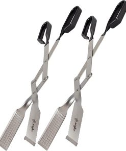 Shark BBQ Tongs Set (Two Pack) 17 In Grill Tongs and Meat Turners for Barbecue Grilling on Gas & Charcoal Grills - Two Black