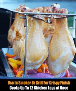 Barbecue Chicken Leg Stand – Swivel Chicken Stand – Heat Resistant Stainless Steel Accessory with Drip Tray for Home or Garden with 12 Spaces 2