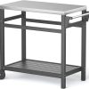 KORVOS Portable Outdoor Grill Cart with HDPE Legs,Stainless Steel Top&Double-Shelf Storage for BBQ Prep Table，A Long-Lasting Dining Cart Suitable for Outdoor&Indoor Use, Grey