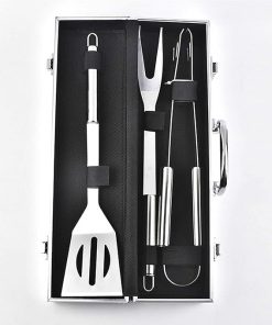3-Piece BBQ Grill Tool Kit with Stainless Steel Utensils ， Portable Case – Perfect for Picnics, Outdoor Grilling, and BBQs 2