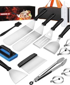 Blackstone Griddle Accessories Kit,16pcs Flat Top Grill Accessories Set for Blackstone and Camp Chef with Spatula,Scraper,Griddle Cleaning Kit &Carry Bag,Great for Outdoor BBQ & Teppanyaki and Camping