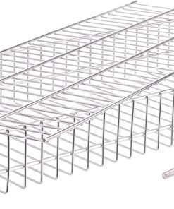 Stainless Steel Flat Rotisserie Grill Basket Large Size, Fits 1/2″ or 3/8″ Hexagon, 3/8″ or 5/16″ Square Spit Rod, If 3/4″ Square Spit Rod MUST Use Together With DEWOSEN Rotisserie Forks 2