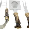 PINE RIDGE Antler Handle Grilling Set for BBQ Outdoors Style Cooking and Grill, 3 Piece