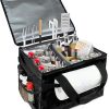 Large Grill Caddy with Lid Picnic Utensil Caddy Storage Bag with Paper Towel Holder for Outdoor Grill BBQ Cooking, Party, Travel (Black)