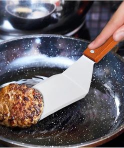 BBQ Handle Stainless Steel Frying Spatula Three-Sided Spatula Steak Pizza Spatula Iron Plate Barbecue Spatula BBQ Baking Tool Accessories 2
