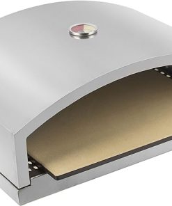 Open Faced Grill Pizza Oven for Gas or Charcoal Grill, Includes Ceramic Pizza Stone