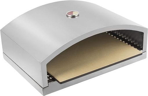 Open Faced Grill Pizza Oven for Gas or Charcoal Grill, Includes Ceramic Pizza Stone