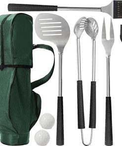Fathers Day Dad Gifts from Daughter Son Wife, Golf Grilling Gifts for Men 8pcs BBQ Grill Accessories Tools Utensils Set, Funny Father's Day Birthday Gifts for Dad Husband Grandpa Him Boyfriend Golfers