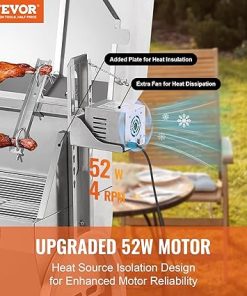 VEVOR Rotisserie Grill with Hooded Cover Roaster, 46 Inch 198Lbs Capacity, BBQ Outdoor Pig Lamb Rotisserie Roaster, Electric 52W Motor Stainless Steel Roasterfor Camping Outdoor Barbecue 2