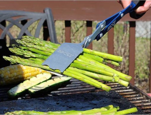 BBQ Croc 3 in 1 Barbecue Tool 18-inch - Extra Light and Long Tongs, Spatula and Grill Scraper (Blue) (18 inch with Flashlight) - Image 2