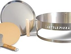 KettlePizza Deluxe USA 22.5 - Pizza Oven Kit for 22.5 Inch Kettle Grills. Includes Pizza Stone and Aluminum Peel