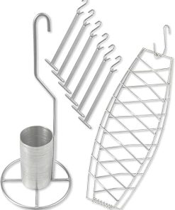 El Barril Other Meats Accessories Combo | Chicken Holder, Fish Basket & 6 Large Skewers | BBQ Smoker Accessories