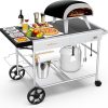 SUNCROWN Outdoor Grill Table with Wheels, Kitchen Cooking Prep Tables Movable BBQ Grill Cart for Garden, Camping, Home Party, Bar, Pizza Oven Table Stand 4