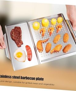 Set of Barbecue Accessory: Stainless Steel Grill Plate Food Tongs Outdoor Bbq Tools for Meat Veggies 2
