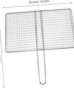 Kisangel Stainless Steel Fish Grill Basket Rack Durable Bbq Tool for Vegetables Fish for Outdoor Camping Grilling Easy to Clean Sturdy Design Mesh 2