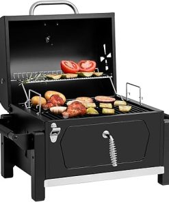 Royal Gourmet CD1519 Portable Charcoal Grill with Two Side Handles, Compact Outdoor & Cuisinart CGS-W13 Wooden Handle Tool Set, Black (13-Piece) 2