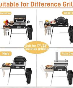 Outdoor Folding Grill Table, Blackstone Griddle Stand Sturdy and Durable, Griddle Accessories with Trash Holder, Camping Table for Blackstone Griddles, Ninja Grill, Pizza Oven ect 2