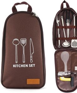 SEFAX Portable Camping Kitchen Utensil Set, Grilling and Camping Cooking Utensils Set, BBQ Tools Set, Grill Accessories, Suitable for Outdoor, Camping, Backyard (Color : B)