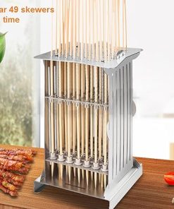 49 Holes Skewer Kebab Maker Tool, Manual Skewer Machine, Skewer Making Tool, 49 Skewers/5min and Even in Size, 304 Stainless Steel Material, Simple to Disassemble and Clean, for BBQ Party 2