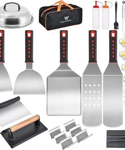 Griddle Accessories Kits, 30 Pcs Griddle Grill Tools Set, Professional Grill BBQ Spatula Set with Basting Cover, Spatula, Scraper, Bottle, Tongs, Egg Ring