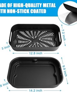 Grill Cooking Pot and Combo Crisper Basket for Ninja Foodi FG551/DG551 Smart XL Indoor Grill Accessories,Non-Stick Air Frying Basket & Griddle Pan Replacement for Ninja DG651 2