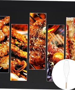 4Pcs Fish Barbecue Basket with Wooden Handle Non Stick Mesh Clips for Grilling Fish Outdoor Bbq Tool for Camping and Picnics Compact Comfortable Grip 2