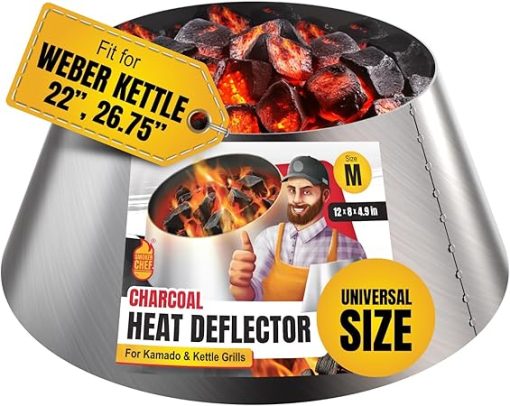 Stainless Steel BBQ Whirlpool for Weber Kettle 22 26.75-12 Inches Base - 8 Inches Top - 4.9 In High - Slow and Sear Grill Accessories - Weber Kettle Accessories - Universal Size