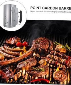 POPETPOP Galvanized BBQ Grill Lighter Carbon Chimney Ignition Barrel Nylon Handle 2