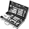MERRYHAPY Stainless Steel BBQ Tool Set Outdoor Grill Accessories Kit Storage Box 4