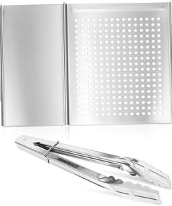MAGICLULU BBQ Grill Set Stainless Steel Grill Pan Tongs Grilling Tools Outdoor Barbecue Accessory Easy to Clean Use