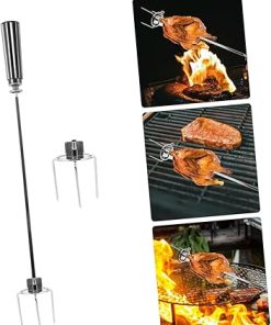 Totority 1 Set Roast Chicken Fork Professional Bbq Forks for Rotisserie Cooking for Grilling Fish Meat Portable Kitchen Gadget for Outdoor Barbecues Picnics 2