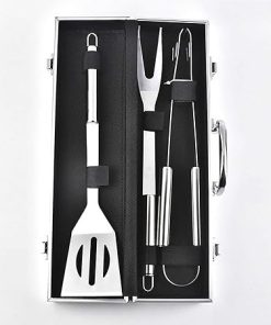 MaGiLL Barbecue Tools Set with Case – 3 Pieces Stainless Steel BBQ Accessories BBQ Grill Cooking Utensils Tool Set Men Women Outdoor Barbecue Grilling Kit for Camping Party and 2