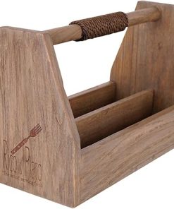 Rico & Plato Mindi Large Gray Wood Barbecue Grill Accessory Caddy | 15 3/4" L x 7 7/8" W x 9 7/8" H