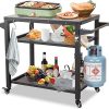 Domi 3-Shelf Outdoor Grill Cart with Wheels, Pizza Oven and Food Prep Table, Blackstone Table with Propane Tank Hook, Grill Stand for Outside BBQ