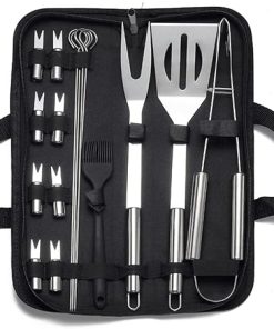 Heavy Duty BBQ Grilling Tool Set, Stainless Steel Accessories with Storage Bag, Portable Tools for Camping & Outdoor Barbecue