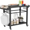 Pizza Oven Table Grill Cart with Pizza Topping Station Movable Food and Prep Workcart Outdoor Grill Table Stand for Ninja Woodfire Blackstone Griddle Cuisinart etc Grill 3
