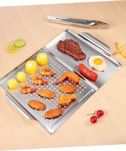 Top Grill Tool Set Stainless Steel Barbecue Plate Food Tongs for Outdoor Cooking Prep Serve Trays 2